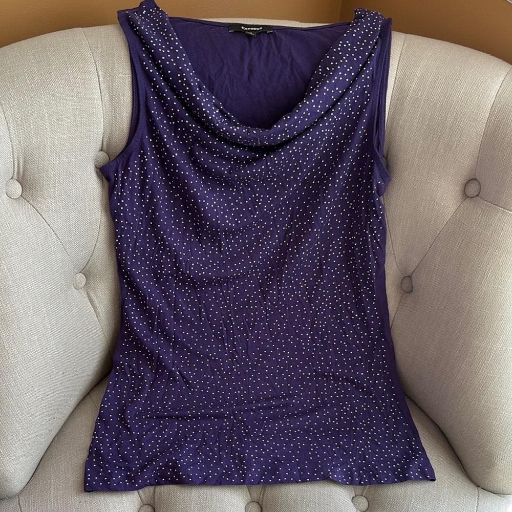 Express Purple Tank Top with Silver Raised Specs